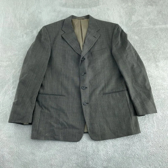 Monsieur Givenchy Mens Wool Blazer Gray Pinstripe 3-Button Suit Size 44R 0125 - Picture 1 of 10